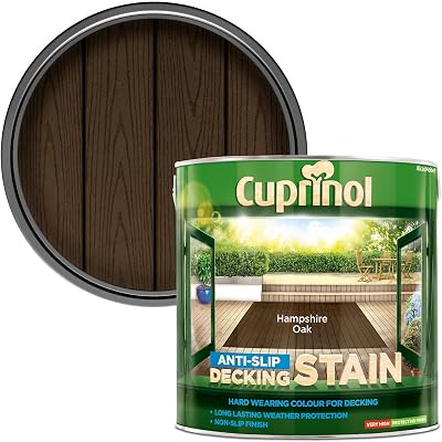Cuprinol 5092620 2.5L Anti Slip Decking Stain Hampshire Oak Matte Waterproof