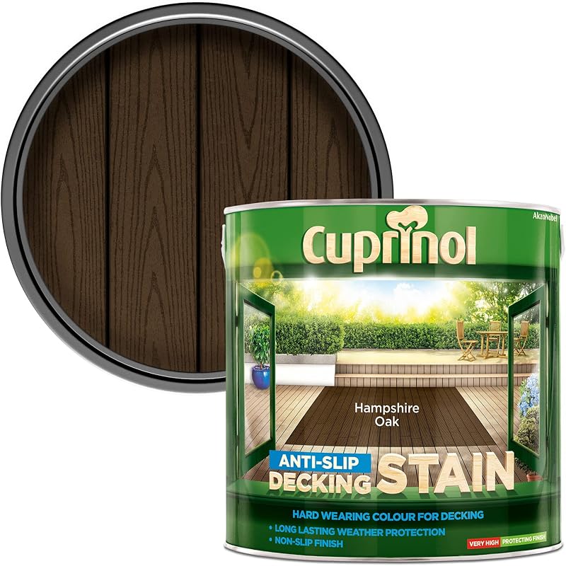 Cuprinol 5092620 2.5L Anti Slip Decking Stain Hampshire Oak Matte Waterproof