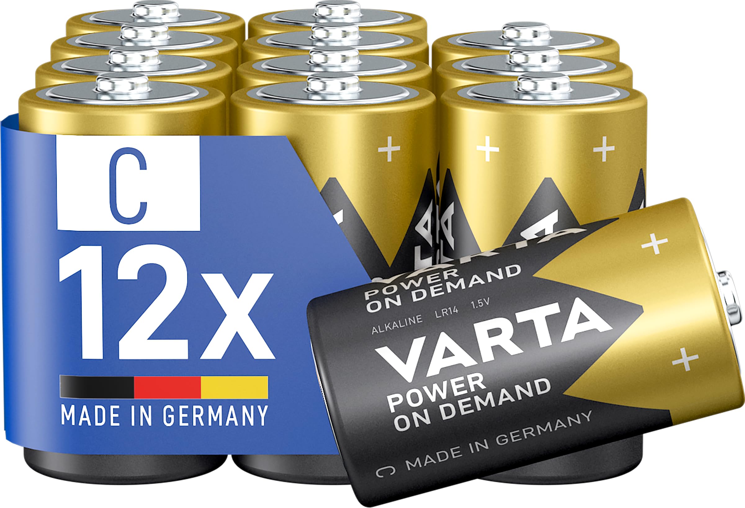 VARTA Piles C Baby, lot de 12, Power on Demand, Alcalines, Pack de Stockage, Flexible, Puissant, pour Les Accessoires informatiques, Les appareils Smart Home, Made in Germany [Exclusif sur Amazon]