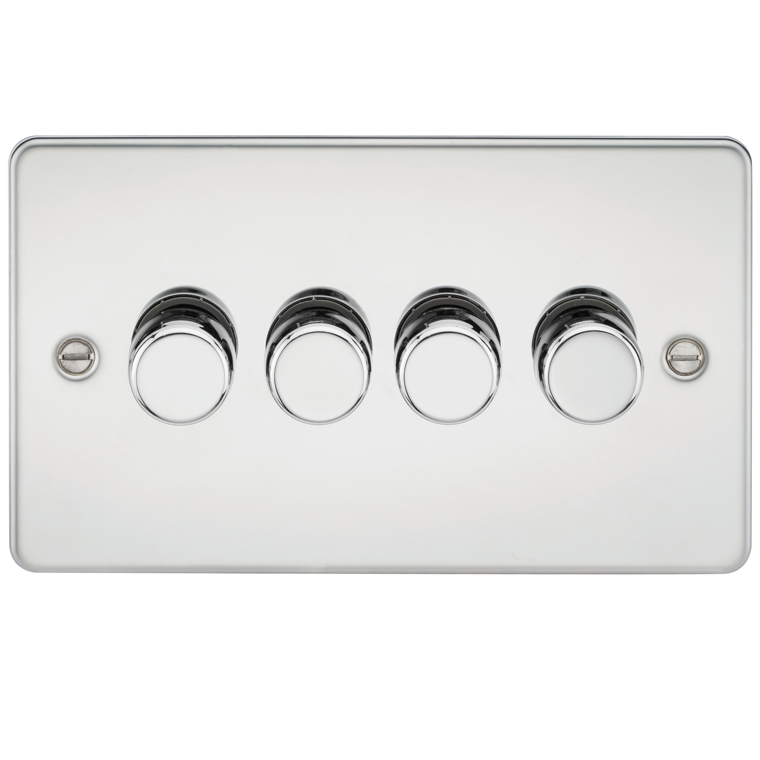 Knightsbridge FP2164PC FP2174 Flat Plate 4G 2-Way Dimmer, 230 V, Polished Chrome