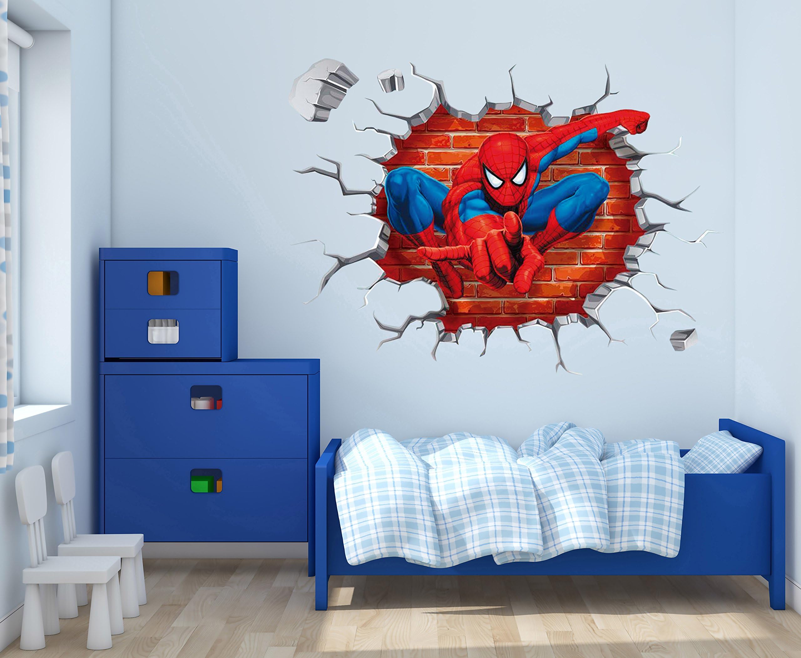 Spiderman Smashed wall - 3D Wall Effect - Wall Decal For Home Decoration (Wide 30"x22" Height Inches)
