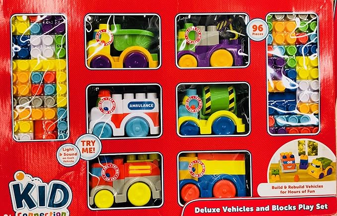 kid connection deluxe vehicles and blocks play set