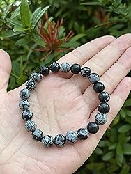 Snowflake Obsidian Crystal Bead Bracelet