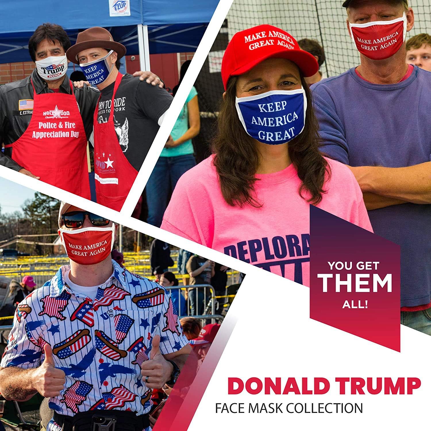 Trump M-A-G-A White Red Dust Mask Mouth Face Fliter Adjustable Breathable Washable Reusable Windproof Cover: Clothing