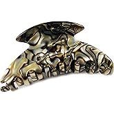 French Amie Smooth Onyx Silver Grey Medium Handmade Celluloid Jaw Hair Claw Clip Clamp Clutcher
