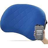 MARCHWAY Ultralight Inflatable Camping Pillow with Soft Washable Cover, Compact Compressible Portable Travel Air Pillow for Outdoor Camp, Sport, Hiking, Backpacking Sleep (Blue)