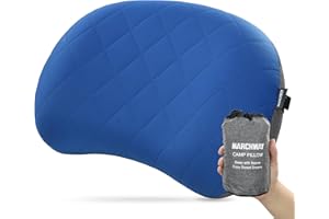 MARCHWAY Ultralight Inflatable Camping Pillow with Soft Washable Cover, Compact Compressible Portable Travel Air Pillow for Outdoor Camp, Sport, Hiking, Backpacking Sleep (Blue)