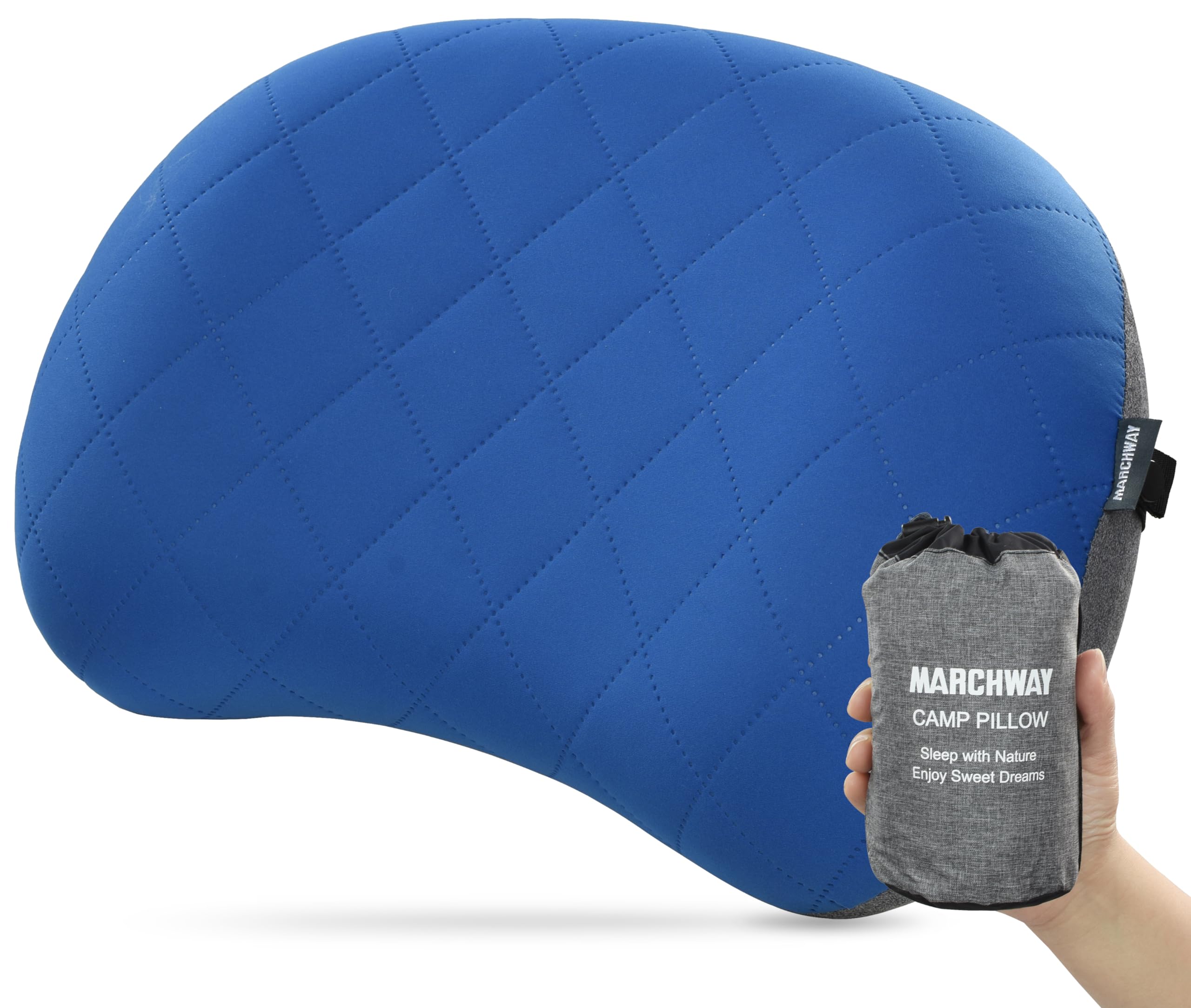 Photo 1 of MARCHWAY Ultralight Inflatable Camping Pillow with Soft Washable Cover, Compact Compressible Portable Travel Air Pillow for Outdoor Camp, Sport, Hiking, Backpacking Sleep (Blue)
