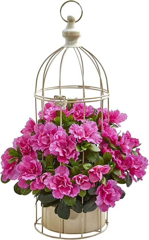 Amazon Com Nearly Natural Azalea Artificial Decorative Bird Cage