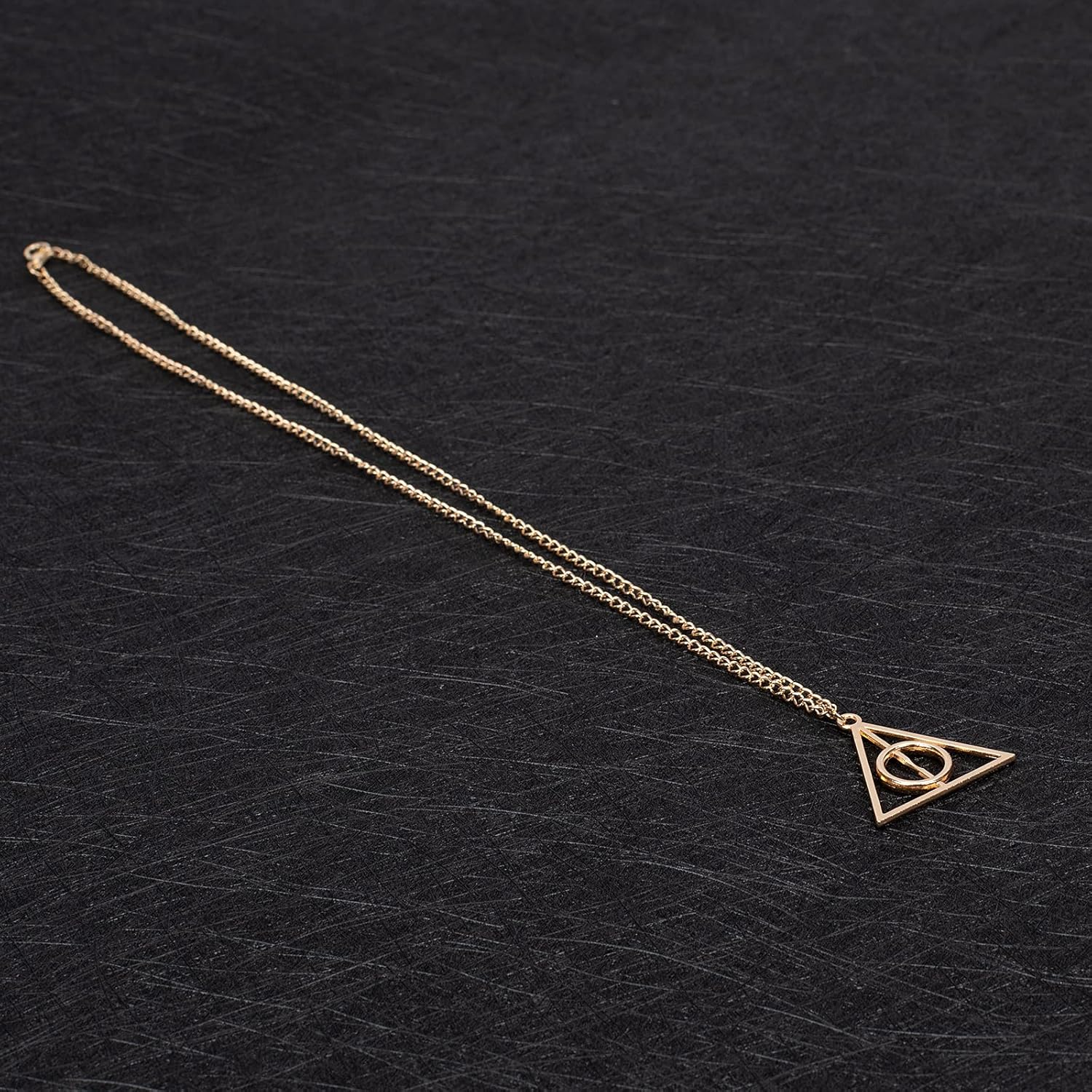 18" Deathly Hallows Golden Snitch Necklace,Triangle Harry Potter Golden Necklaces Jewelry Charms Gift for Harry Potter Fans Decorations Magical Cosplay Costume Jewelry Accessories: Clothing