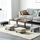 YMYNY 42cm Footstool Rectangle Ottoman with Stable Wooden Legs Light Blue view 2