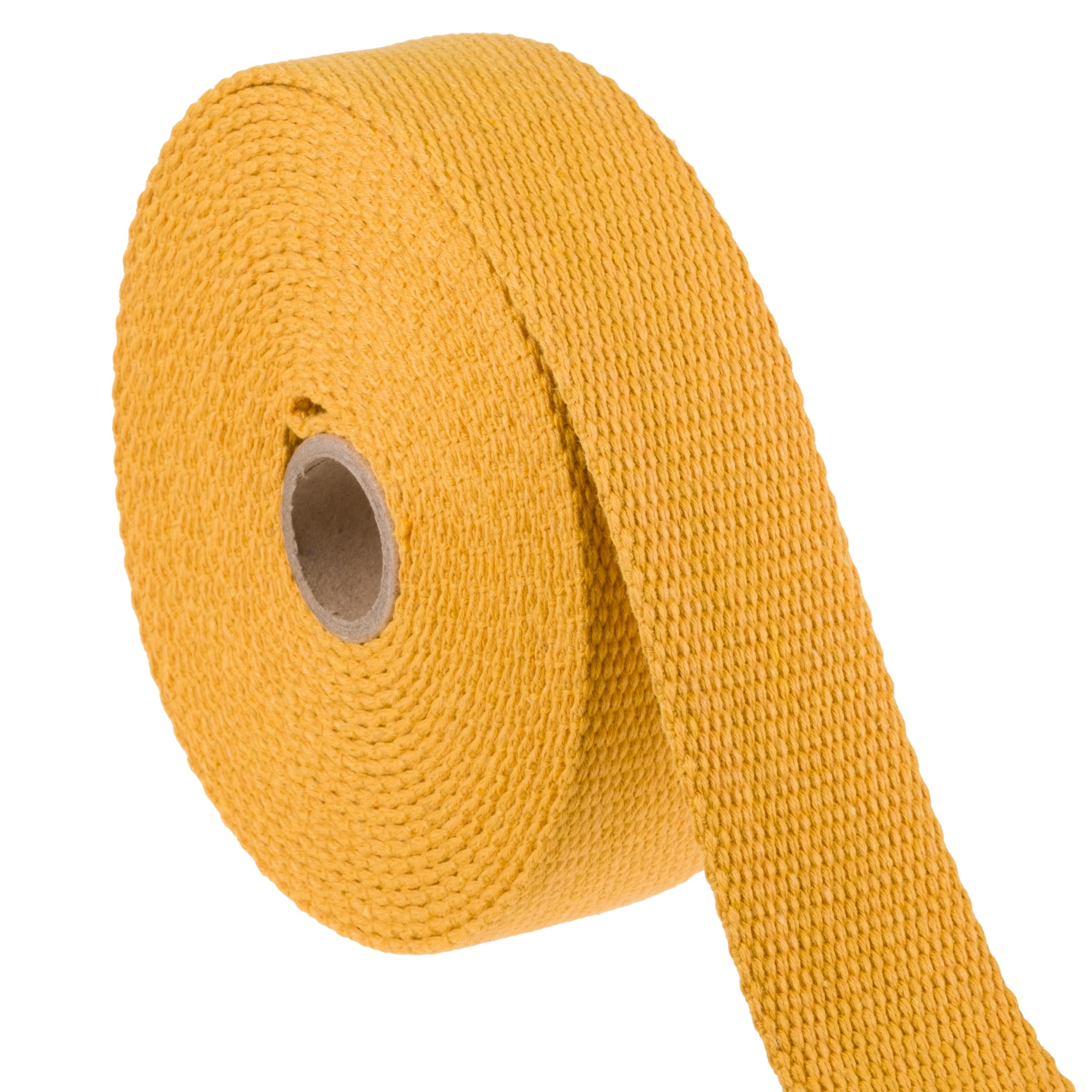 Shelver Heavy Duty Cotton Webbing Strap, 1 or 1.5 Inches and Colours, 5m (Mustard, 38mm)