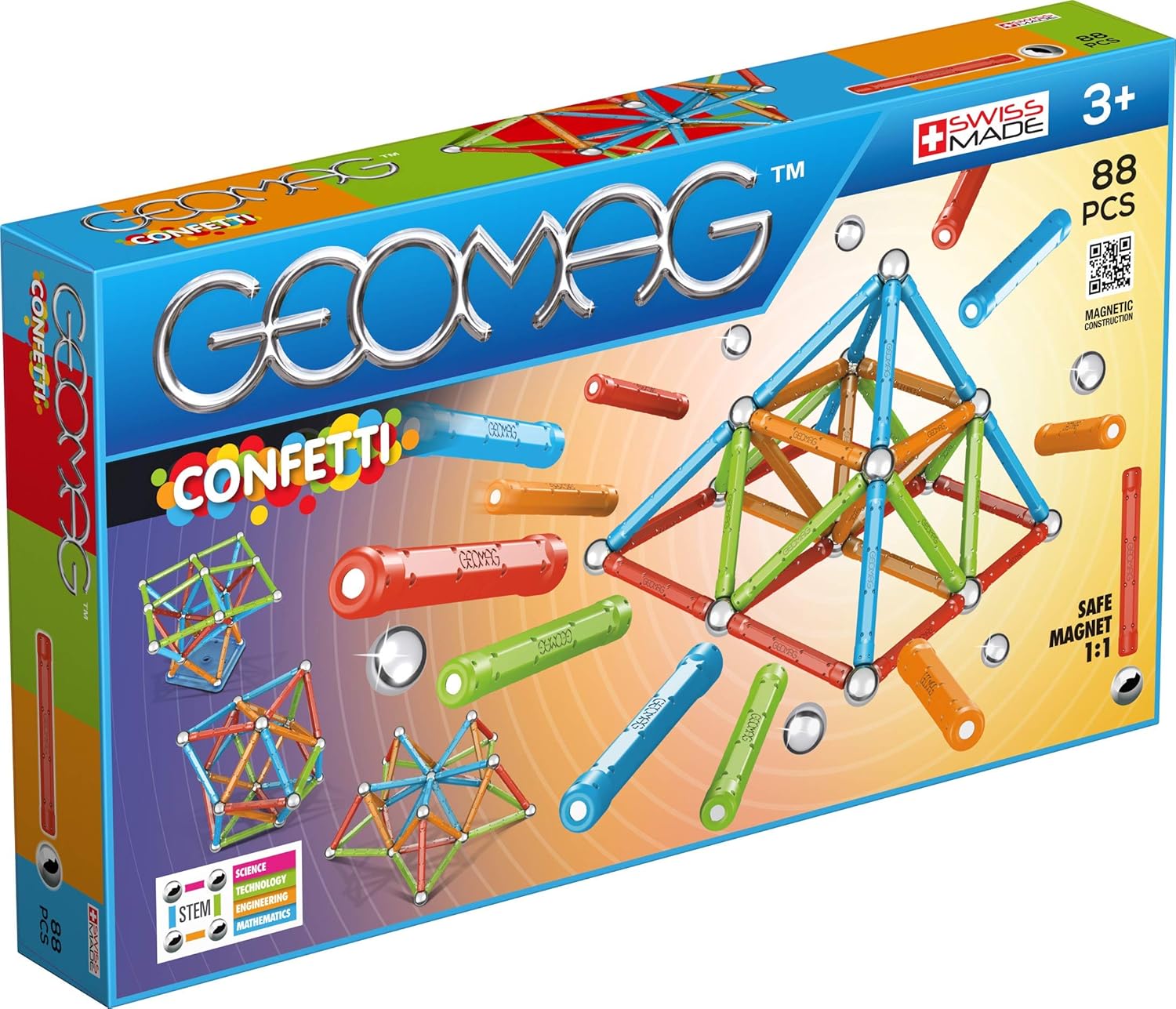Geomag Magnetic Sticks and Balls Building Set, Multicolor, 88 Pieces