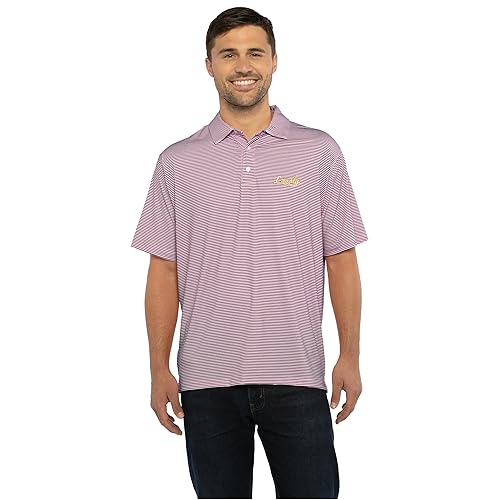 Vantage Apparel Men's Collegiate Premium Moisture Wicking Stretch Fit Striped Polo, Loyola Chicago Ramblers, Medium Team Color