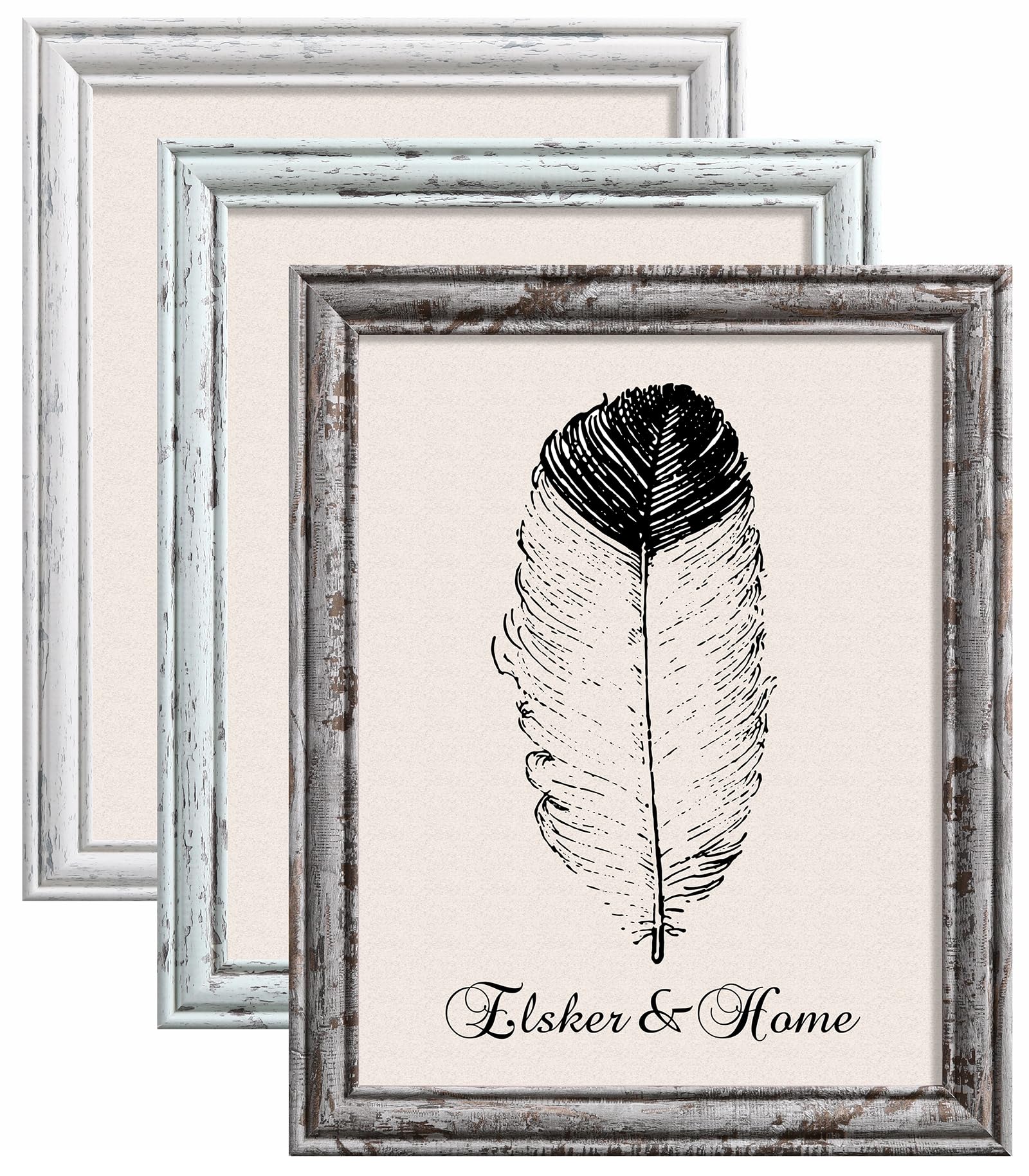Photo 1 of ELSKER&HOME 11 x 14 Picture Frame Set of 3, Rustic Farmhouse Distressed Retro Style Photo Frame for Wall Mounting and Tabletop,Wooden Frame for Gifts