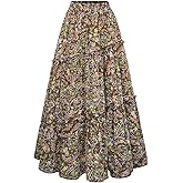 SCARLET DARKNESS Women's Boho Maxi Skirt High Waisted Chiffon Flowy Long Renaissance Skirts