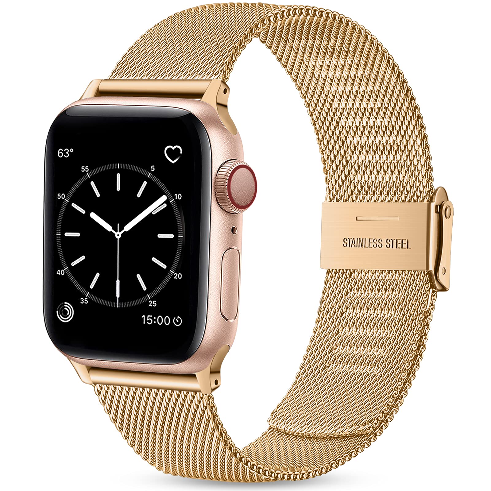 Wepro Straps Compatible with Apple Watch Strap 41mm 40mm 38mm 42mm for Women/Men, Classic Mesh Business Metal Replacment Strap for Apple Watch SE/Ultra/Ultra 2/Series 10 9 8 7 6 5 4 3 2 1, Gold