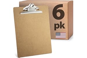 Officemate Recycled Wood Clipboards, 6 Inch Clip, 6 Pack Clipboards, Letter Size (9 x 12.5 Inches), Brown (83706)