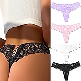 Avidlove Panties for Women Lace Thongs Cross Back Tanga Sexy Cheeky Low Waist Bikinis Underwear