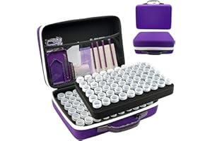 LIRUNQIU Diamond Painting Storage Containers, 120 Slots Diamond Painting Accessories and Tools for Diamond Art Organizer Case(Purple)