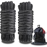 MARINE SYSTEM Double Braided Nylon Dock Lines Rope,1/2 Inch x 15 FT Dock Line with 12 Inch Eyelet for Mooring Boats, Black (2 Pack)