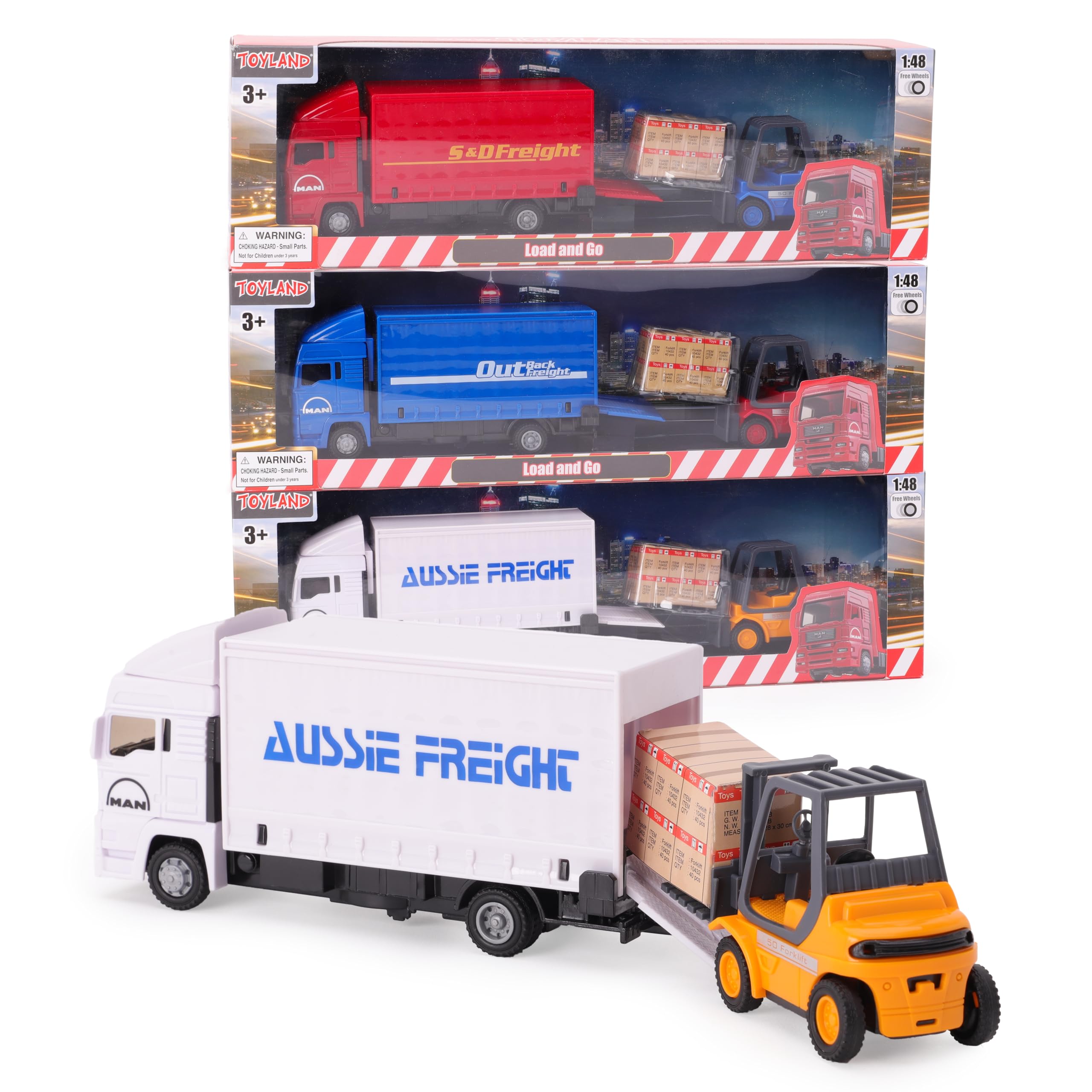 Toyland® 15cm (6") Load & Go Vehicle Set - Die-Cast MAN Freight Truck with Forklift & Pallet - Transport Lorry Toy - 1:48 Scale with Metal & Plastic Construction - Suitable for Kids 3+