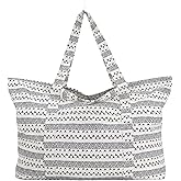 UERRUAM Extra Large Beach Bag for Women,Big Weekender Tote with Zipper and Pocket for Overnight Trip,Washable Corduroy Fabric