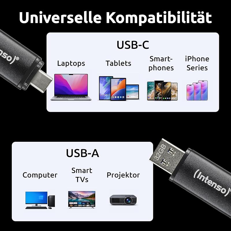 Flex Line - 128 GB de memória dupla USB, 3.2 Gen 1x1 com USB-C e USB-A para smartphone, tablet, portátil e PC, 70 MB/s, cor preta