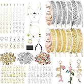 Zplontya 18K Necklace Chains for Jewelry Making Kit 381PCS Include 50Ft 12 Rolls Gold/Silver Jewelry Chains and Charms,Jump Rings,Pliers&Accessories for DIY Necklace Bracelet Keychain Crafting Gifts