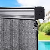 Shade&Beyond Outdoor Roller Shades 8' W x 8' H Cordless Roll Up Blinds with Valance, Exterior Shade Cloth Roll for Patio Porch Pergola, Grey