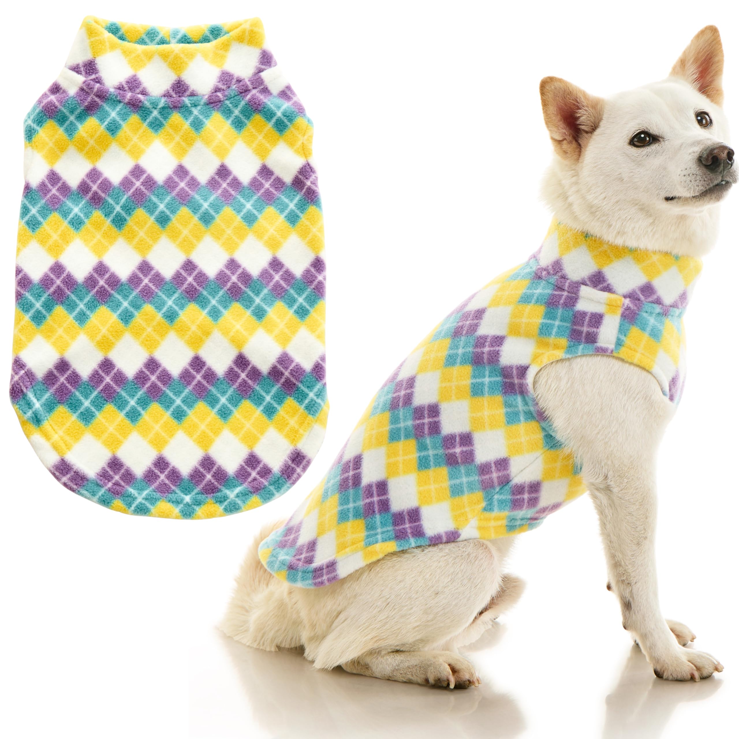 Gooby - Stretch Fleece Vest, Pullover Fleece Vest Jacket Sweater for Dogs, Argyle Blue, 2X-Large Image