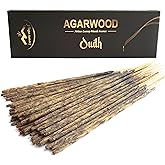 Aroma Valley Oud Agarwood Incense Sticks - Artisan Luxury Masala Incense - Handrolled Long-Burning (75 Minutes) Extra-Thick Sticks - Exotic Divine Scent for Home, Spirituality & Meditation - Oudh