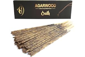 Aroma Valley Oud Agarwood Incense Sticks - Artisan Luxury Masala Incense - Handcrafted Long-Burning (75 Minutes) Extra-Thick Sticks - Exotic Divine Scent for Home, Spirituality & Meditation - Oudh