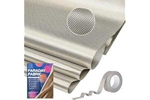 USION Faraday Fabric - DIY Faraday Bags Military Grade Faraday Cloth EMF/EMP Protection Shield, 43" x 118" Faraday Fabric + 1" x 79" Faraday Tape Signal Blocker for Cell Phone/WiFi/GPS/RFID/Bluetooth