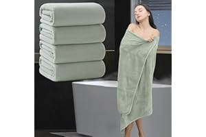 MAGGEA Extra Large Bath Sheet 4 Piece (35"x70")-Ultra Soft Oversized Bath Towel,Bath Sheet Set for Bathroom Hotel,Plush Highly Absorbent Quick Dry Shower Towel for Adults,Bathroom Towel Set Green