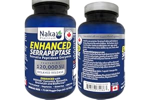 Naka Platinum Enhanced Serrapeptase Enzymes, 120.000 SU, Delayed Release, Enhanced with MERIVA Curcumin, Boswellia, Bromelain