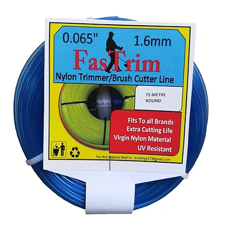 FASTRIM Plastic Round/Grass Cutter/Nylon Trimmer line; 1.6 mm (0.065 Inch) 75 m; Blue