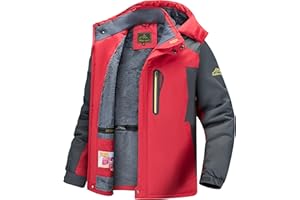 Slwosdlds Men's Winter Ski Jacket Warm Waterproof Fleece Liner Snow Coat Hooded Windproof Mountain Raincoat