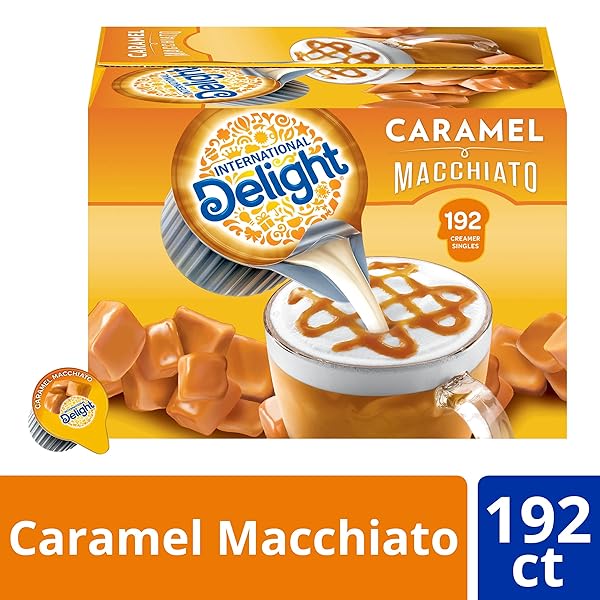 INTERNATIONAL DELIGHT COFFEE CREAMER SINGLES, CARAMEL MACCHIATO, 192 COUNT