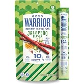 Good Warrior Beef Sticks, Jalapeno Pepper, 1 oz Sticks (8 Count), 10g Protein, 100 Calories, 0g Sugar, Grassfed &amp; Finished Beef, Gluten Free