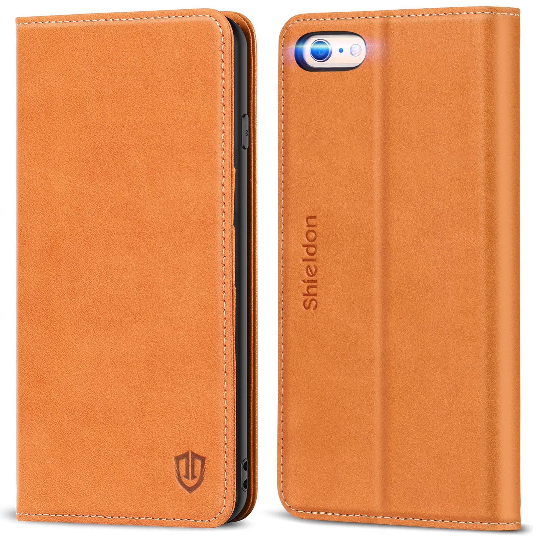 SHIELDON EU08 iPhone 6S Plus Case, iPhone 6 Plus Case, iPhone 6S Plus Wallet Case with [Kickstand] [Card Slots] [Magnetic Closure] Leather Flip Case Cover for iPhone 6 Plus - Brown