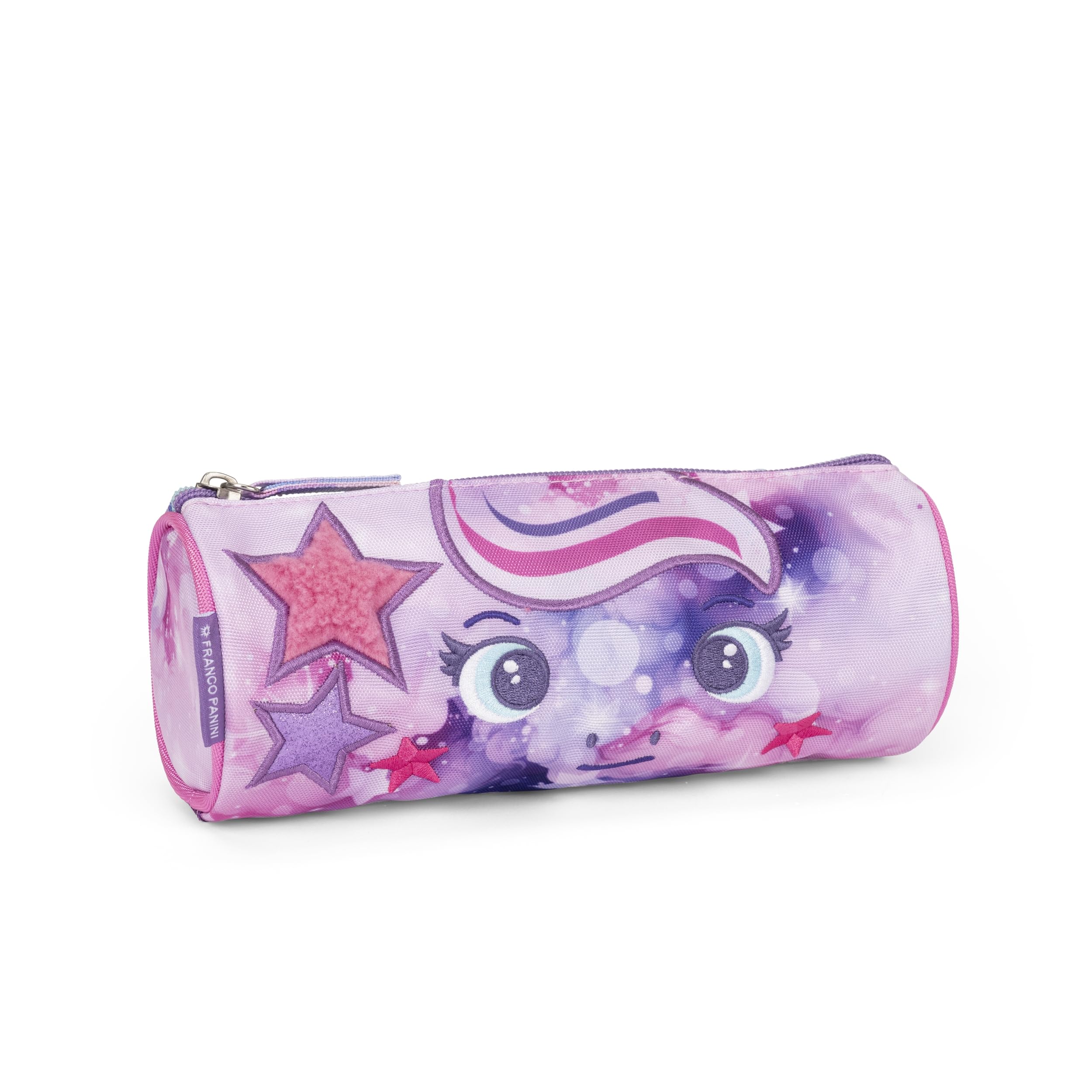 Franco Cosimo Panini MOFU MOFU Official School Pencil Case, Tombolino Pencil Case, Lightweight and Compact, Easy to Carry and Store in Backpack, with Practical Zip Closure, 22 x 8 cm, Purple, Lilac,