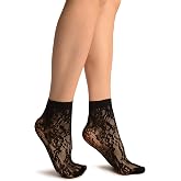 liss kiss Brown & Beige Stripes & Roses With Comfort Top Ankle High Socks - Socks Cheap