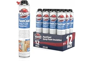 Kraken Bond Fastcoat Fire Rated Spray Foam Insulation (12x27.1 oz.) (R-Value 11.32 / 2in) Closed Cell Expanding Foam - Heat and Acoustic Insulation, Gun & Cleaner Not Includes, 240 Board Ft, 12 Pack