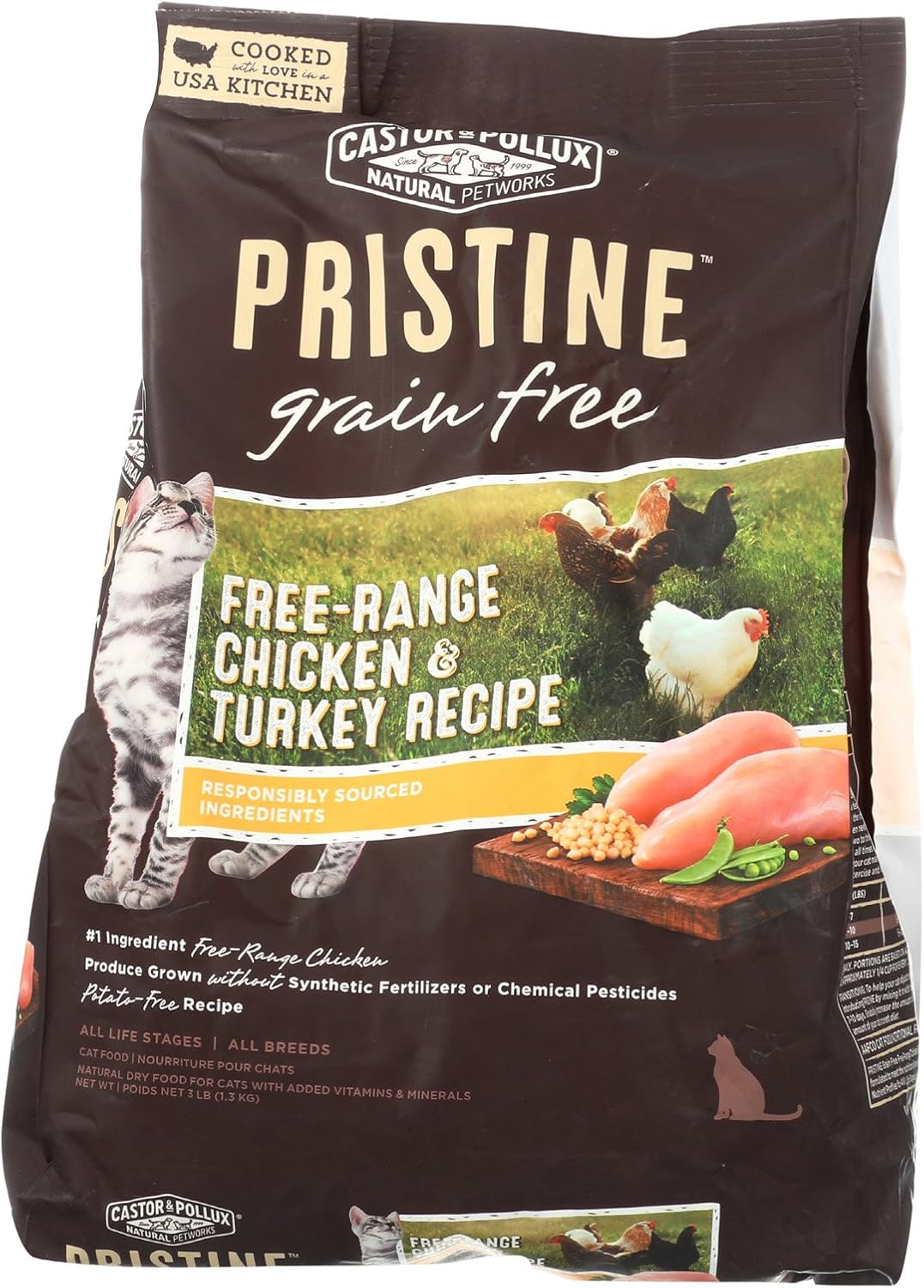 Castor & Pollux 2097814 3 lbs Chicken & Turkey Pristine Grain Free Dry Cat Food - Case of 5