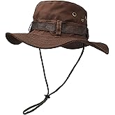 Outdoor Wide Brim Sun Protect Hat, Double Layer Classic US Combat Army Style Bush Jungle Sun Cap for Fishing Hunting Camping