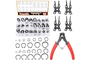 Tanstic 261Pcs 4 in 1 Snap Ring Pliers Set Snap Ring Pliers Remover Retaining Circlip Pliers with 260Pcs Internal and Externa