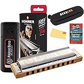 Hohner Marine Band 1896 Harmonica - Key of C Bundle with Case, Pouch, Austin Bazaar Online Manual, and Polishing Cloth