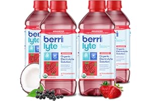 BERRILYTE Berri Lyte Advanced Plant Based Organic Electrolyte Solution – Pediatric Rehydration Drink – Natural Sugar Strawberry Flavor, 1 L, 4 ct