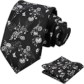 Alizeal Mens 3.15inch Delicate Colorful Floral Tie with Garden Flower Print Pocket Square
